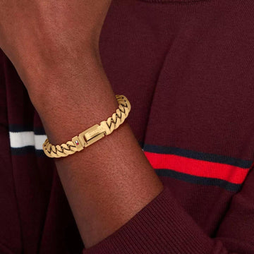 Ανδρικό βραχιόλι χειροπέδα Tommy Hilfiger 2790434 από ατσάλι σε χρυσό χρώμα.